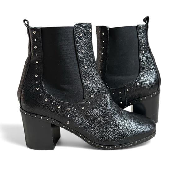 Napoleoni Chelsea Studded Boots Black Ankle Booties Moto Academia 39 Size 8 - Picture 3 of 14